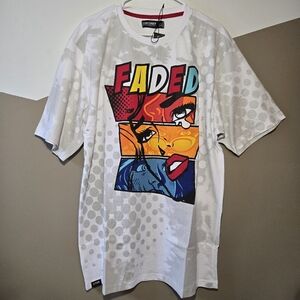Contender Men's Graphic Tee White Streetwear Comic Woman Lips Size 2XL Faded